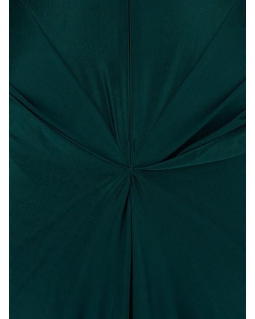 Victoria Beckham Green Long Dress With Draped Design