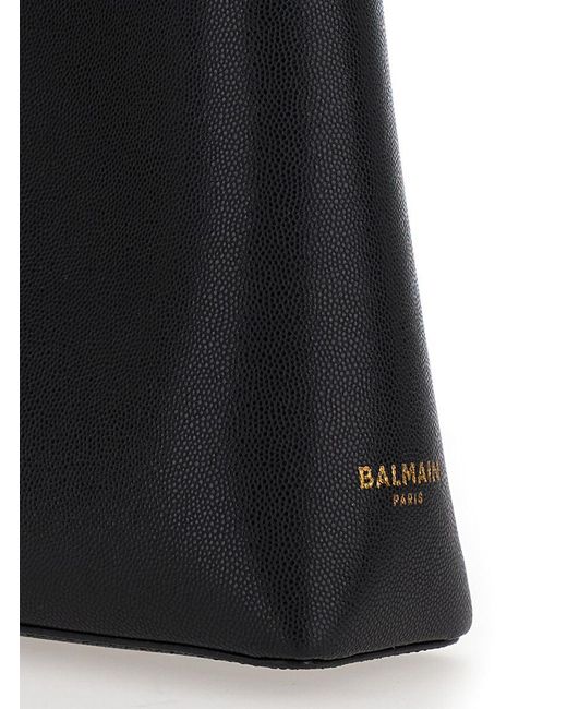 Balmain Black Shoulder Bag With Emblème Motif