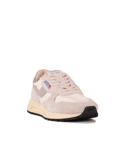 Autry Pink Reelwind Low Nylon And Suede Sneakers for men