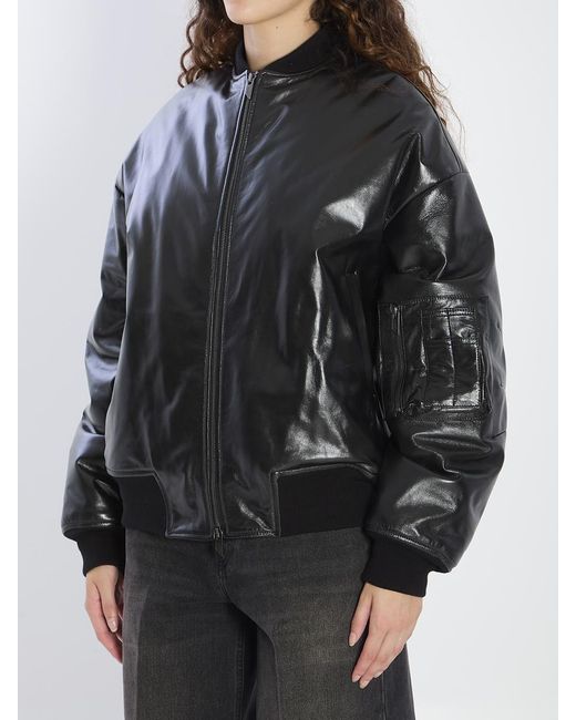 Salvatore Santoro Black Leather Bomber Jacket