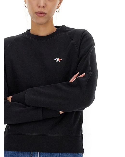 Maison Kitsuné Black Sweatshirt With Logo Patch