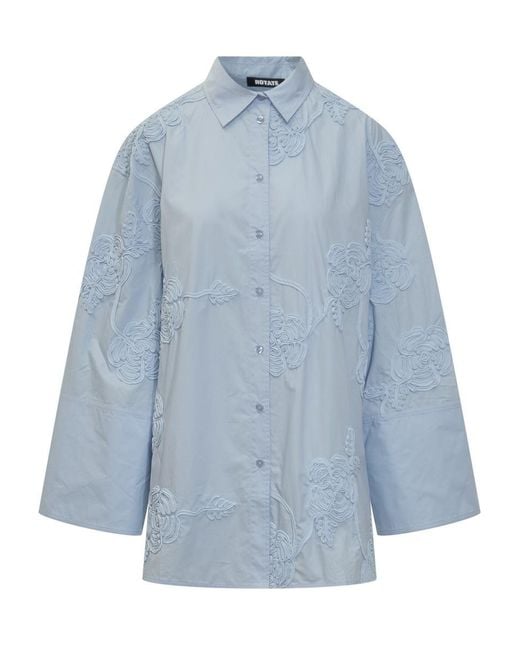 ROTATE BIRGER CHRISTENSEN Blue Flower Oversized Shirt