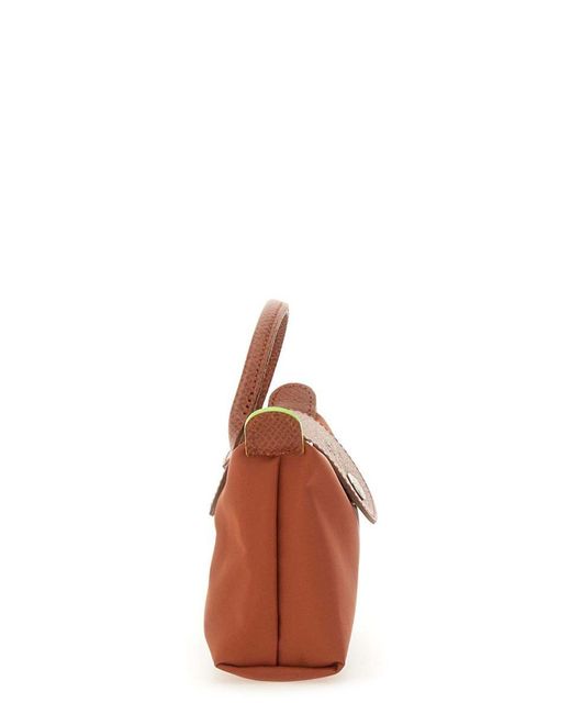 Longchamp Brown "Le Pliage" Clutch Bag With Handle