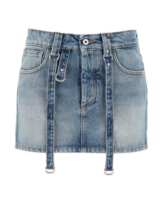 Off-White c/o Virgil Abloh Blue Denim Mini Skirt With Straps