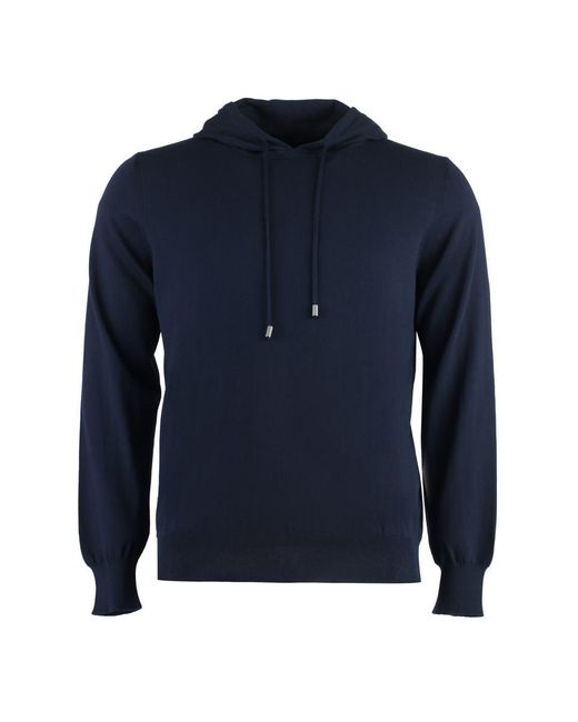 Canali Blue Knitted Hoodie for men
