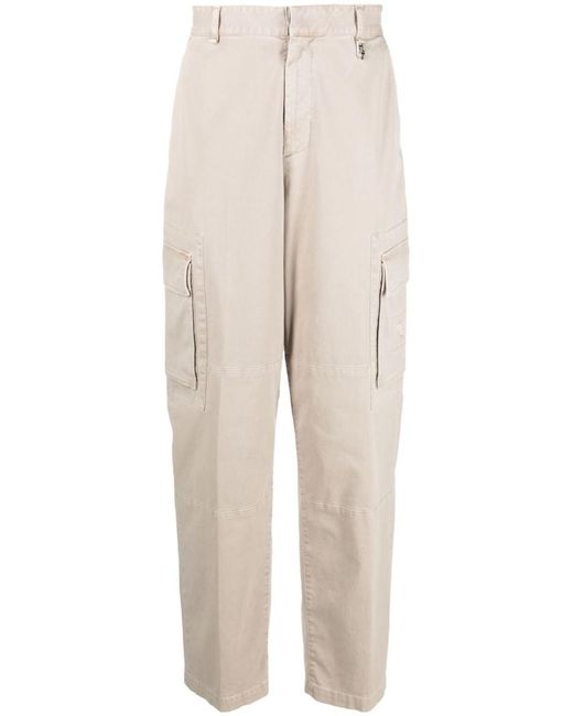 Fendi Natural Neutral Logo Patch Cargo Trousers - Men's - Cotton/elastane for men