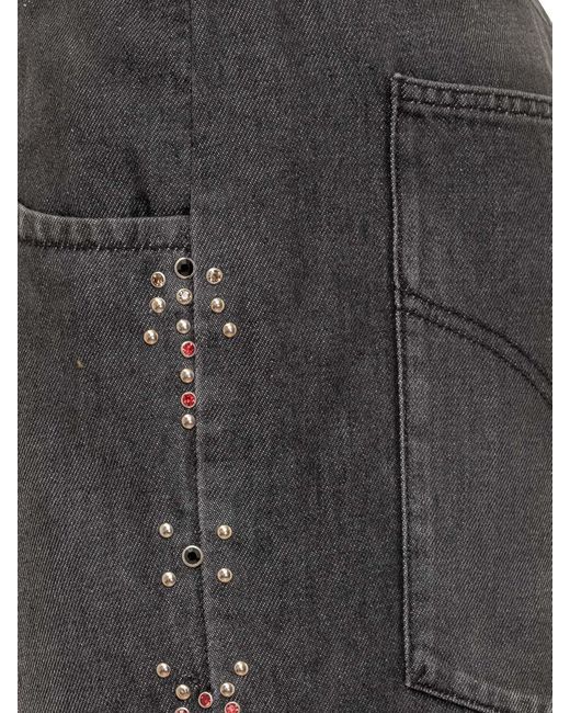 Bluemarble Gray Jeans Washed Denim Rhinestones for men