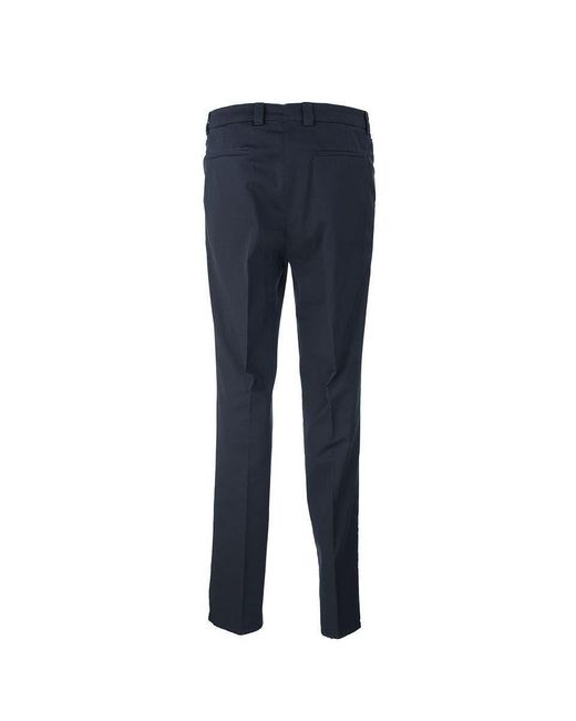 Brunello Cucinelli Blue Garment-dyed Leisure Fit Trousers In American Pima Comfort Cotton With Pleats for men