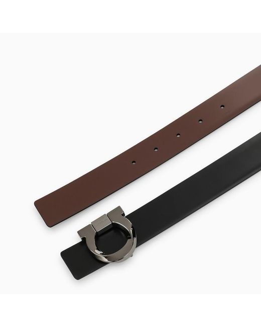 Ferragamo Gancini Reversible Black/brown Leather Belt for men