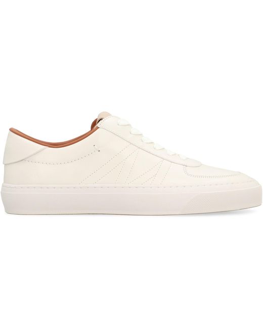 Moncler White Monclub Leather Low-Top Sneakers for men