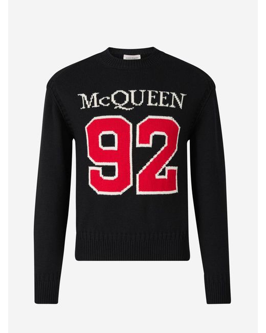 Alexander McQueen Red Knitted Logo 92 Sweater for men