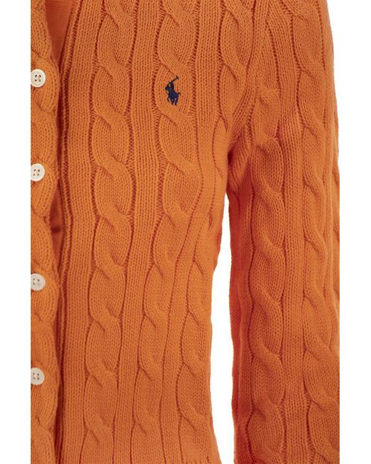 Polo Ralph Lauren Orange Plaited Cardigan With Long Sleeves