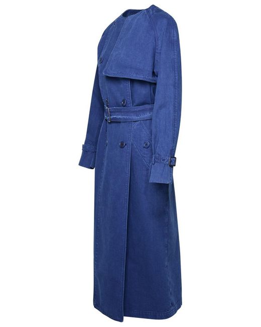 Max Mara Blue 'Calao' Cotton Trench Coat