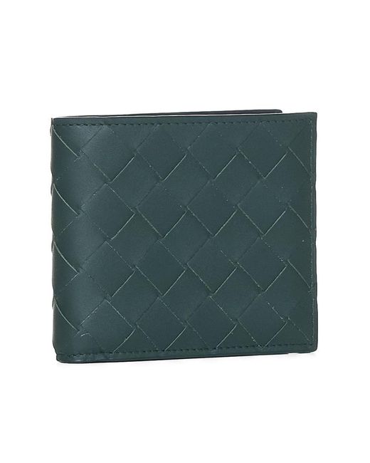 Bottega Veneta Green Intrecciato Leather Bifold Wallet for men