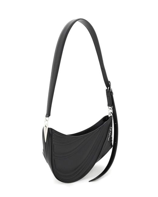 Mugler Black 'spiral Curve 01' Medium Shoulder Bag