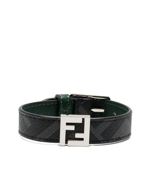 Fendi Black Ff Reversible Bracelet Accessories for men