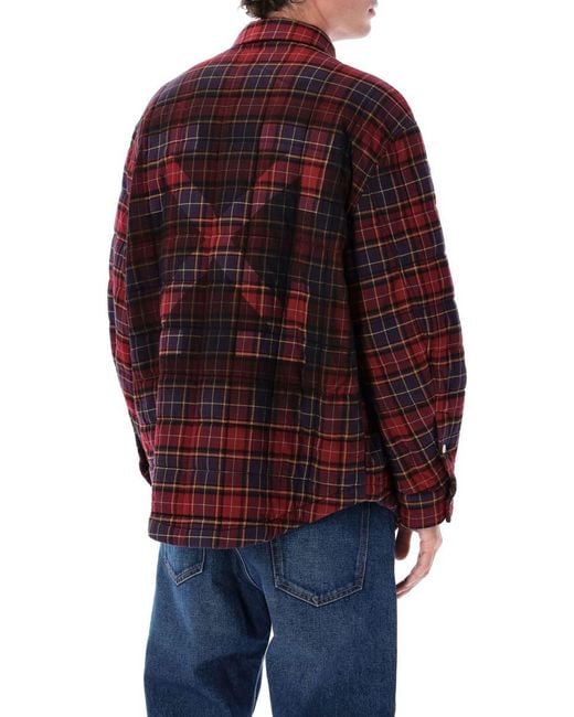 Off-White c/o Virgil Abloh Red Padded Check Cotton Shirt Jacket With Logo for men