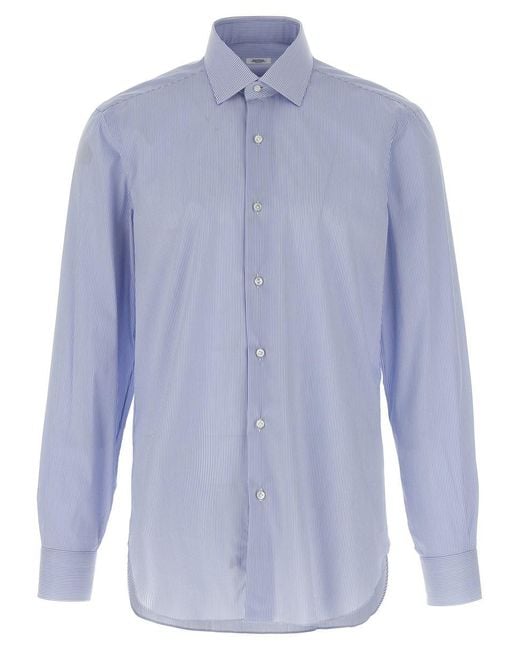 Barba Napoli Blue Striped Shirt for men