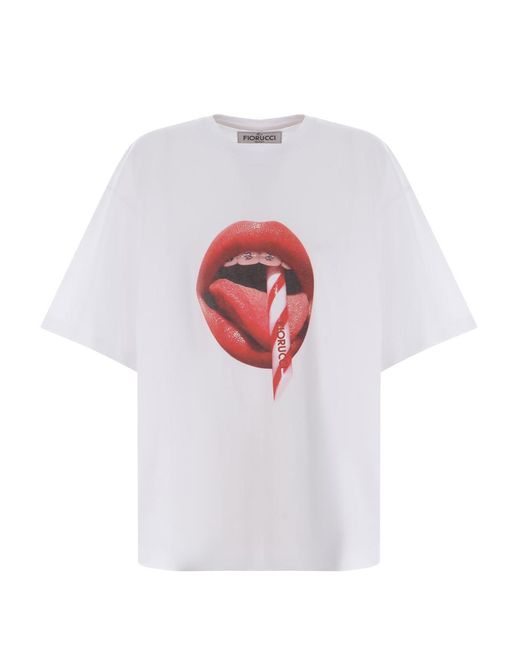 Fiorucci White T-Shirt "Bocca"