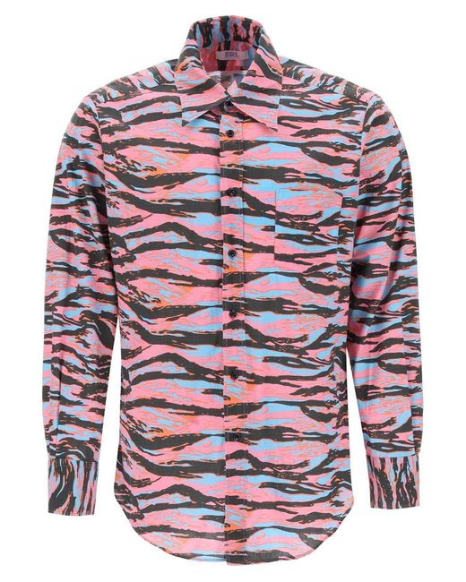 ERL Red Camouflage Cotton Shirt for men