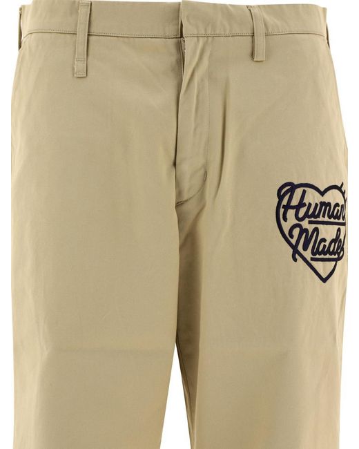 Human Made Natural Chino Trousers With Embroidered Logo for men