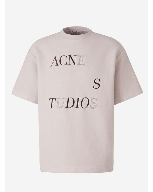 Acne Pink Embroidered Logo T-Shirt for men
