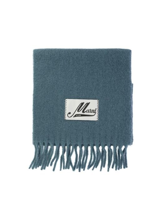 Marni Blue Scarf With Logo Patch for men