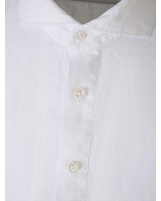 Vincenzo Di Ruggiero White Plain Linen Shirt for men