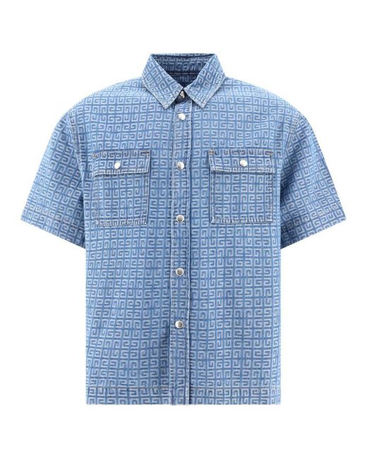 Givenchy Blue 4g Boxy Fit Denim Shirt for men