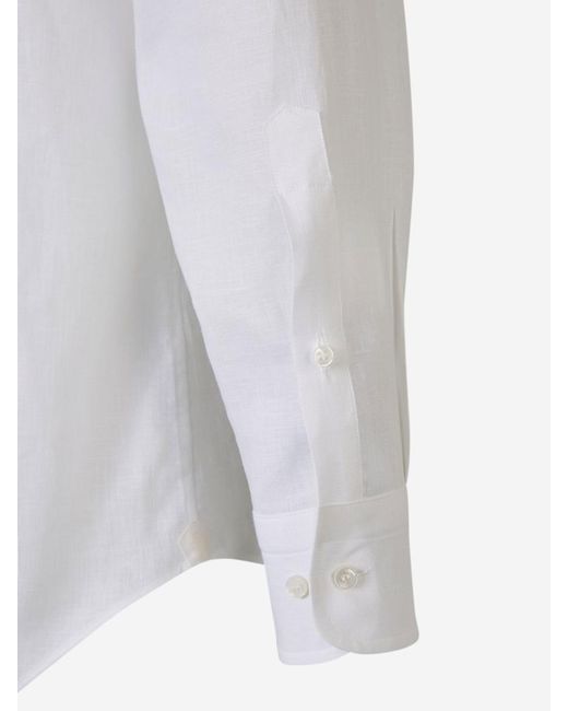 Loro Piana White André Linen Shirt for men