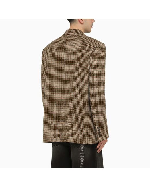 Balenciaga Brown Houndstooth Single Breasted Jacket for men
