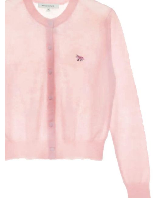 Maison Kitsuné Pink Wool Cardigan