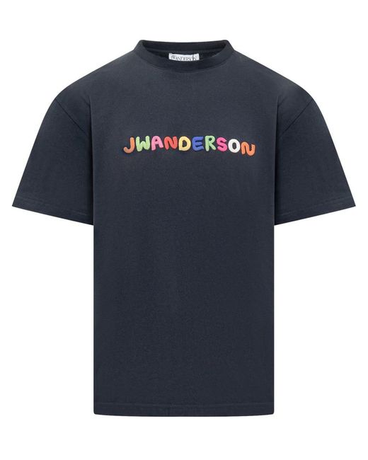 J.W. Anderson Blue Clay Logo T-shirt for men
