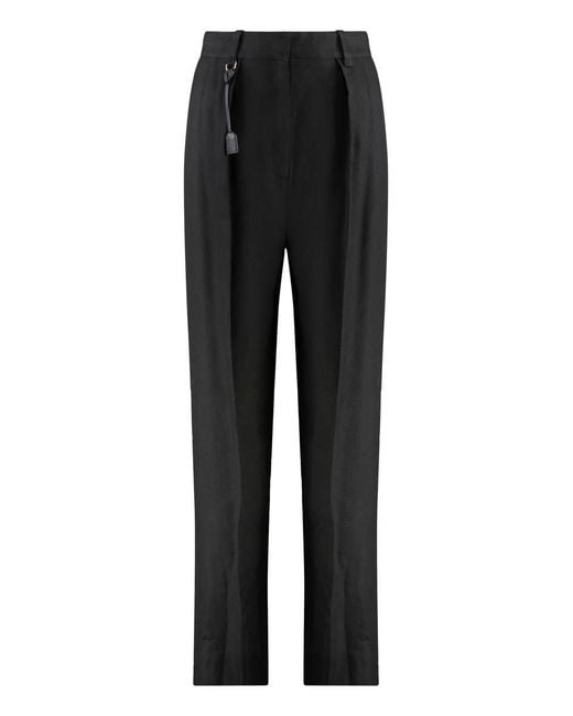 Elisabetta Franchi Black High-Waist Wide-Leg Trousers