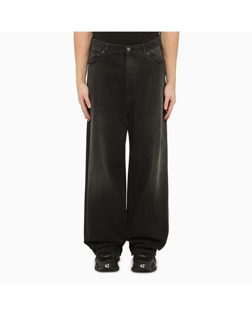 Balenciaga Black Denim Baggy Pants With Size Stickers for men