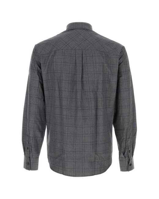 Ferragamo Gray Embroidered Oxford Shirt for men