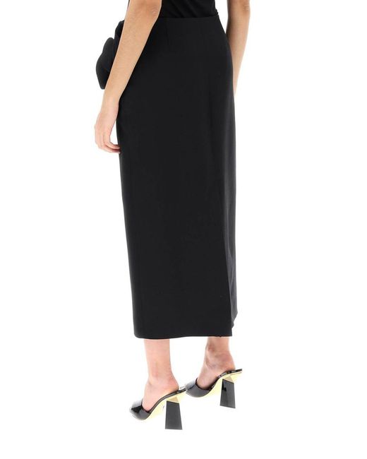 Valentino Garavani Black Crepe Couture Pencil Skirt With Rose Appliqués