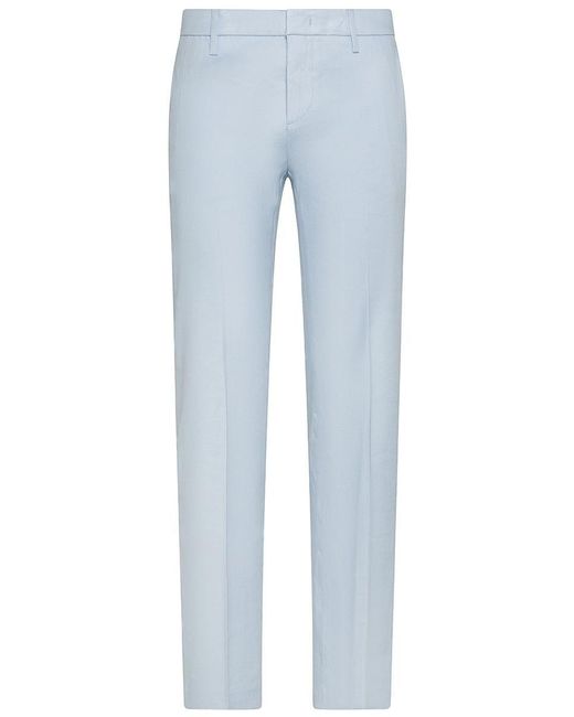Dondup Blue Kasya Regular Chino Linen And Viscose Pants