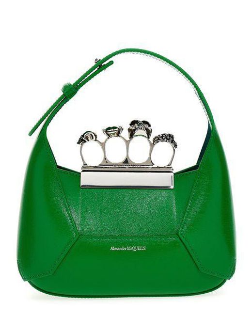 Alexander McQueen Green Jewelled Leather Mini Bag