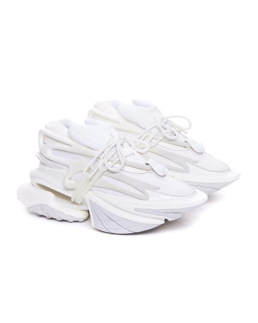 Balmain White Paris Unicorn Sneakers for men