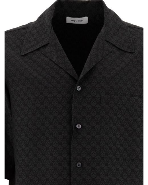 Alexander McQueen Black Skull Jacquard Shirt For for men