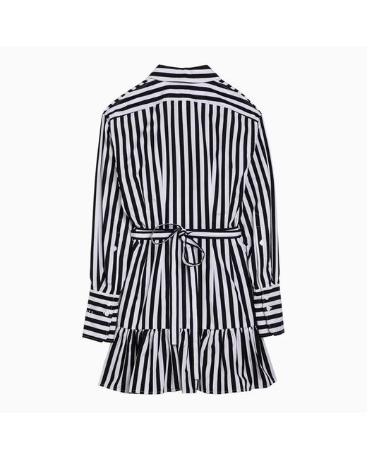 Patou Black Striped Cotton Mini Chemisier Dress