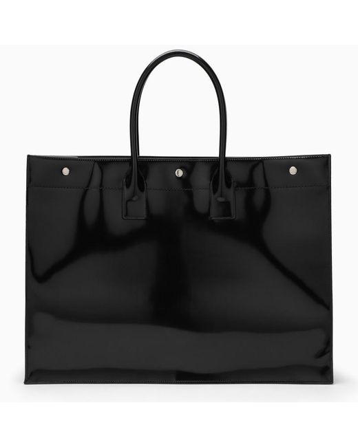 Saint Laurent Black Large Rive Gauche Patent Bag for men