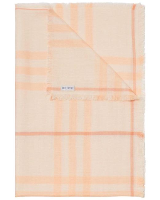 Burberry Natural Check Motif Wool Scarf