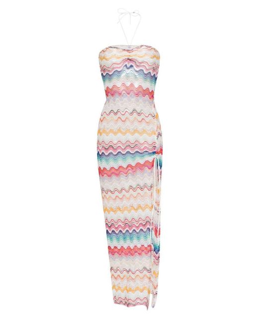 Missoni White Zigzag Pattern Long Cover-Up