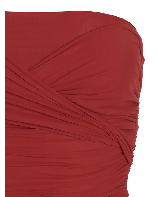 Atlein Red Off-shoulder Draping Top