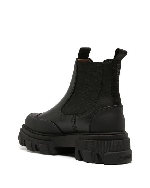 Ganni Black Chelsea Low Leather Boots