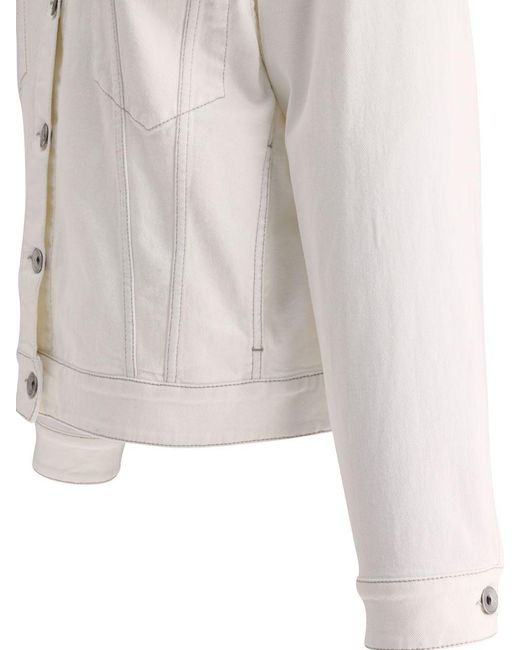Brunello Cucinelli White Denim Jacket With Pockets