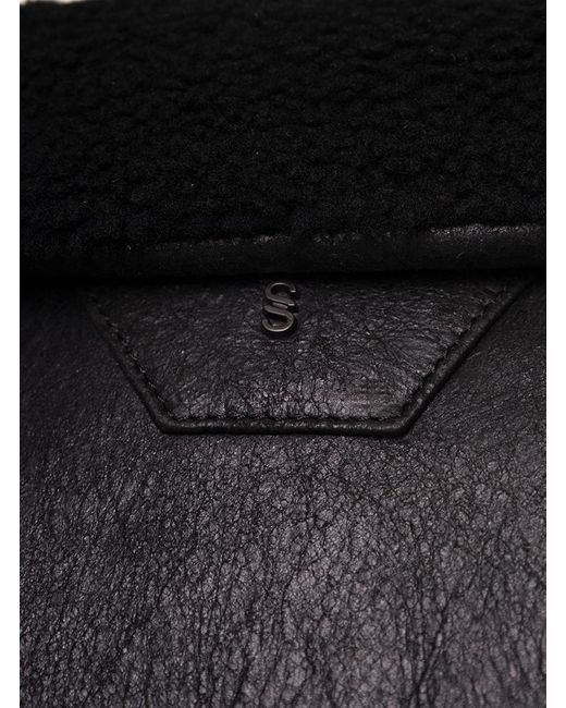 Salvatore Santoro Black Jacket With Shearling Revers And Logo Detail for men