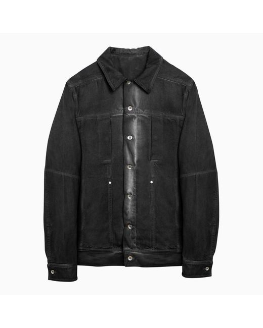 Rick Owens Black Washed Effect Denim Jacket for men